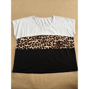 Shein 0XL Color Block T Shirt Animal Print